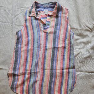 Linen Striped Sleeveless Tunic